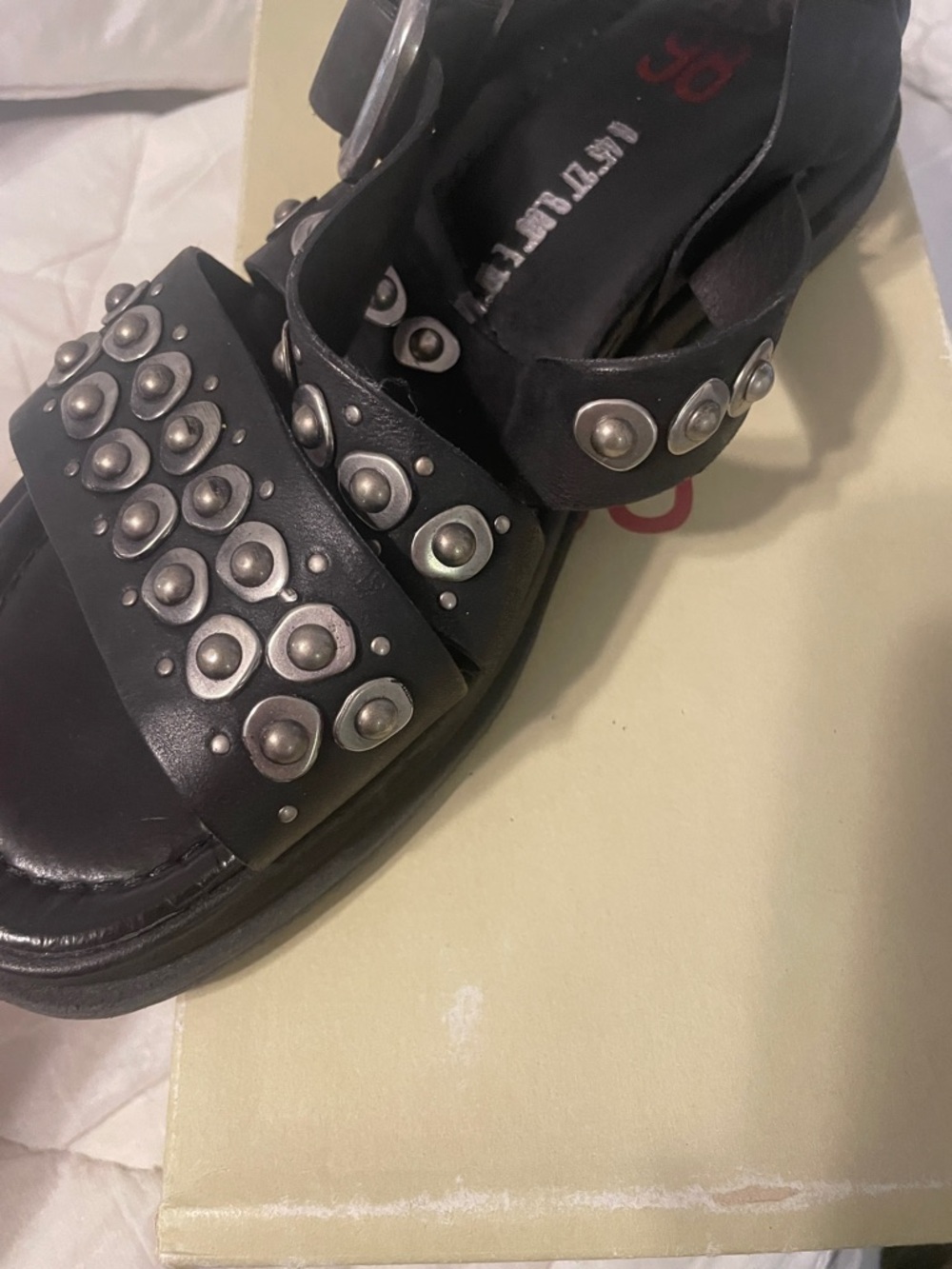 A.S.98 Schneider Black Leather Women's Sandal - Picture 2 of 5